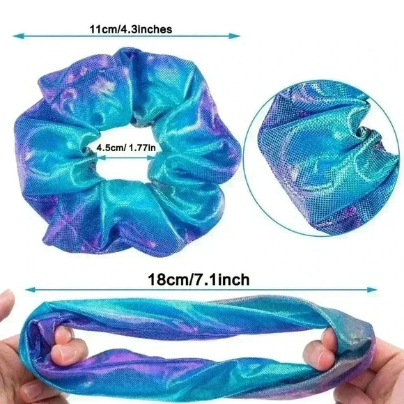 5 Pieces Shiny Metallic Scrunchies Hair Scrunchies Elastic Hair Ties - Picture 3 of 7